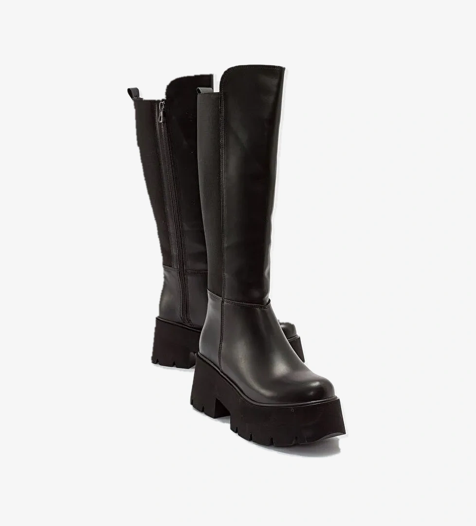 SOLO Siyah Cilt Kadın Çizme - Görsel 1