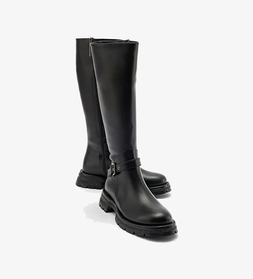 COVELA Siyah Cilt Kadın Çizme - Görsel 1