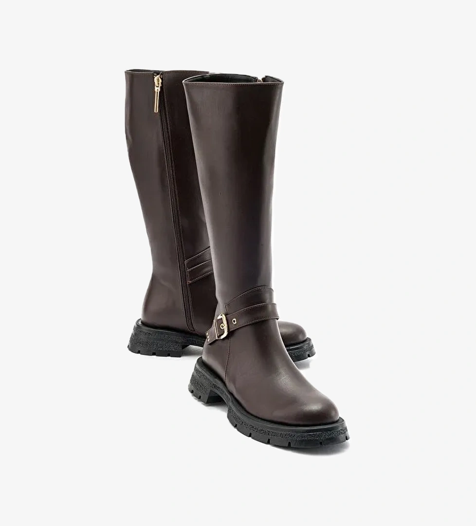 COVELA Kahve Cilt Kadın Çizme - Görsel 1