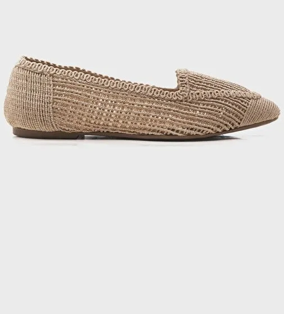 101 Krem Örme Kadın Babet Ayakkabı - Görsel 1