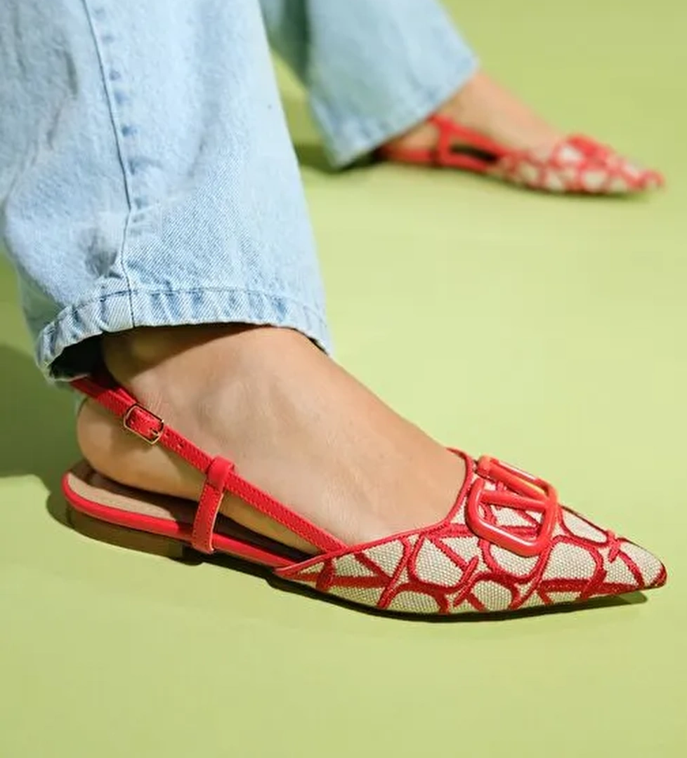 Luvi Shoes Kırmızı Kadın Babet 80-184 - Görsel 1