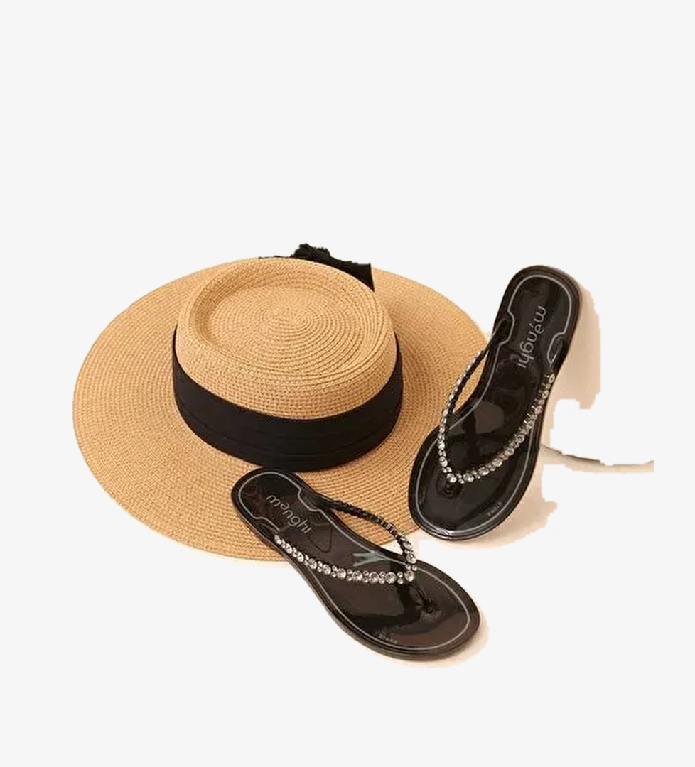 Taşlı Sandalet Siyah Y2383206_001 - Görsel 1