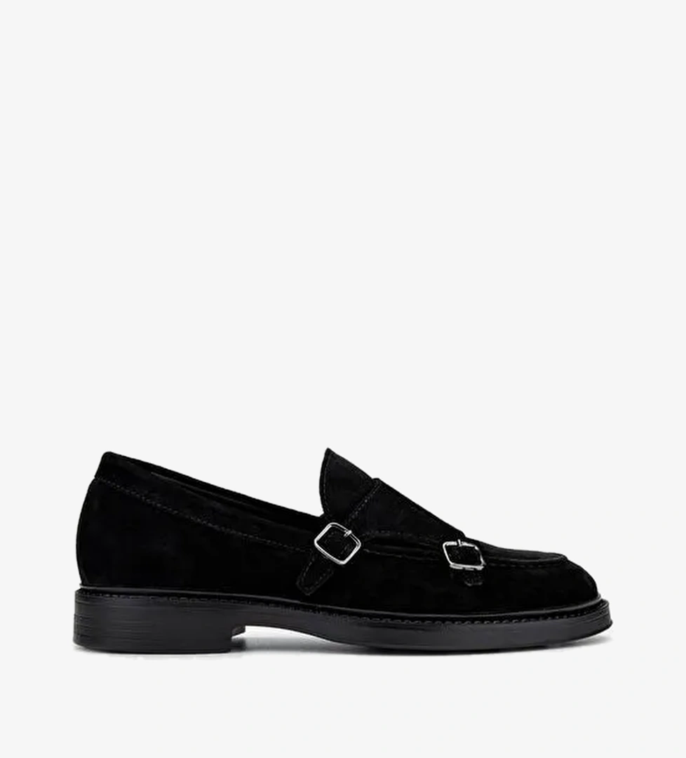 Valmenti Erkek Hakiki Deri Siyah Süet Casual Ayakkabı - Görsel 1