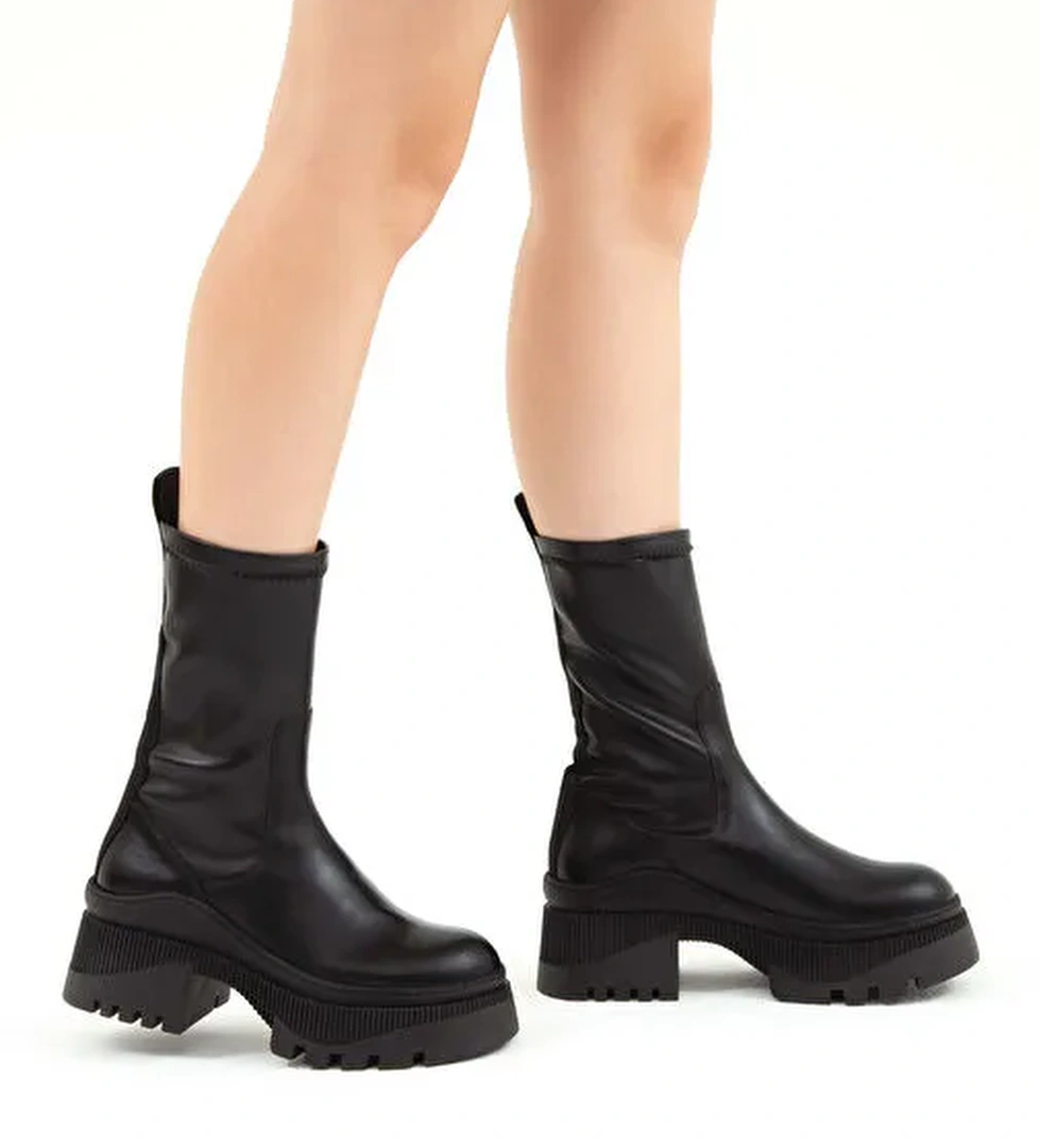 Tamer Tanca Kadın Hakiki Deri Siyah Analin Casual Bot - Görsel 1