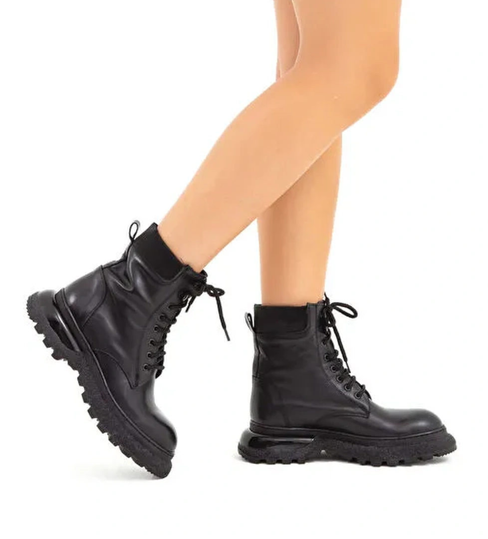 Tamer Tanca Kadın Hakiki Deri Siyah Analin Günlük Bot - Görsel 1