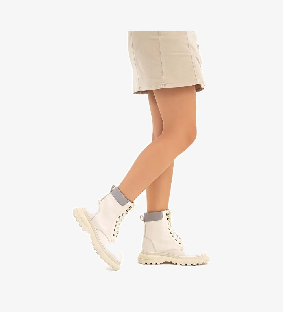 Tamer Tanca Kadın Hakiki Deri Bej Günlük Bot - Görsel 1