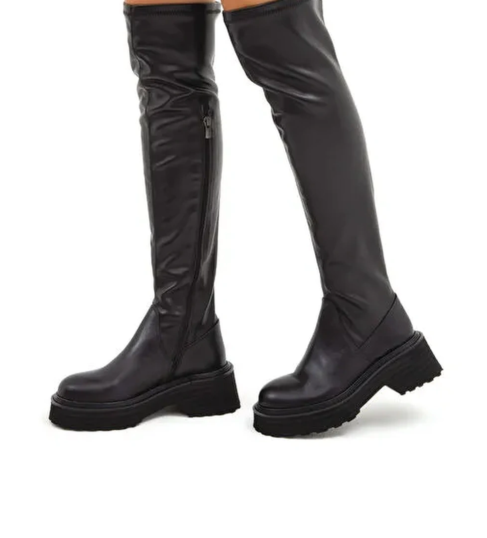 Tamer Tanca Kadın Hakiki Deri Siyah Casual Çizme - Görsel 1