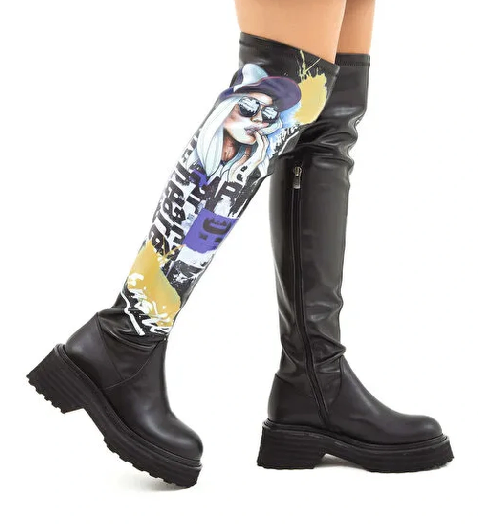 Tamer Tanca Kadın Hakiki Deri Siyah Casual Çizme - Görsel 1