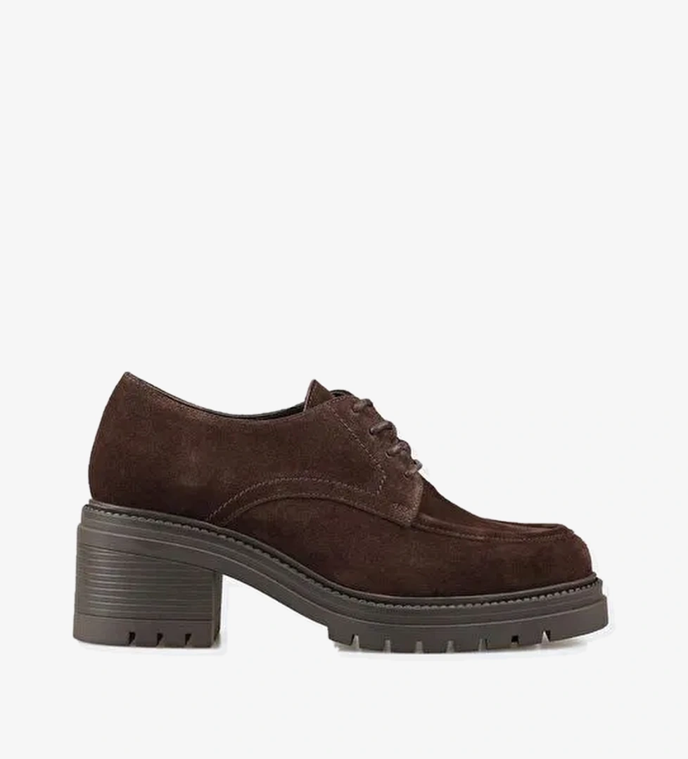 Elle Kahverengi Kadın Süet Topuklu Ayakkabı CLAXA - Görsel 1