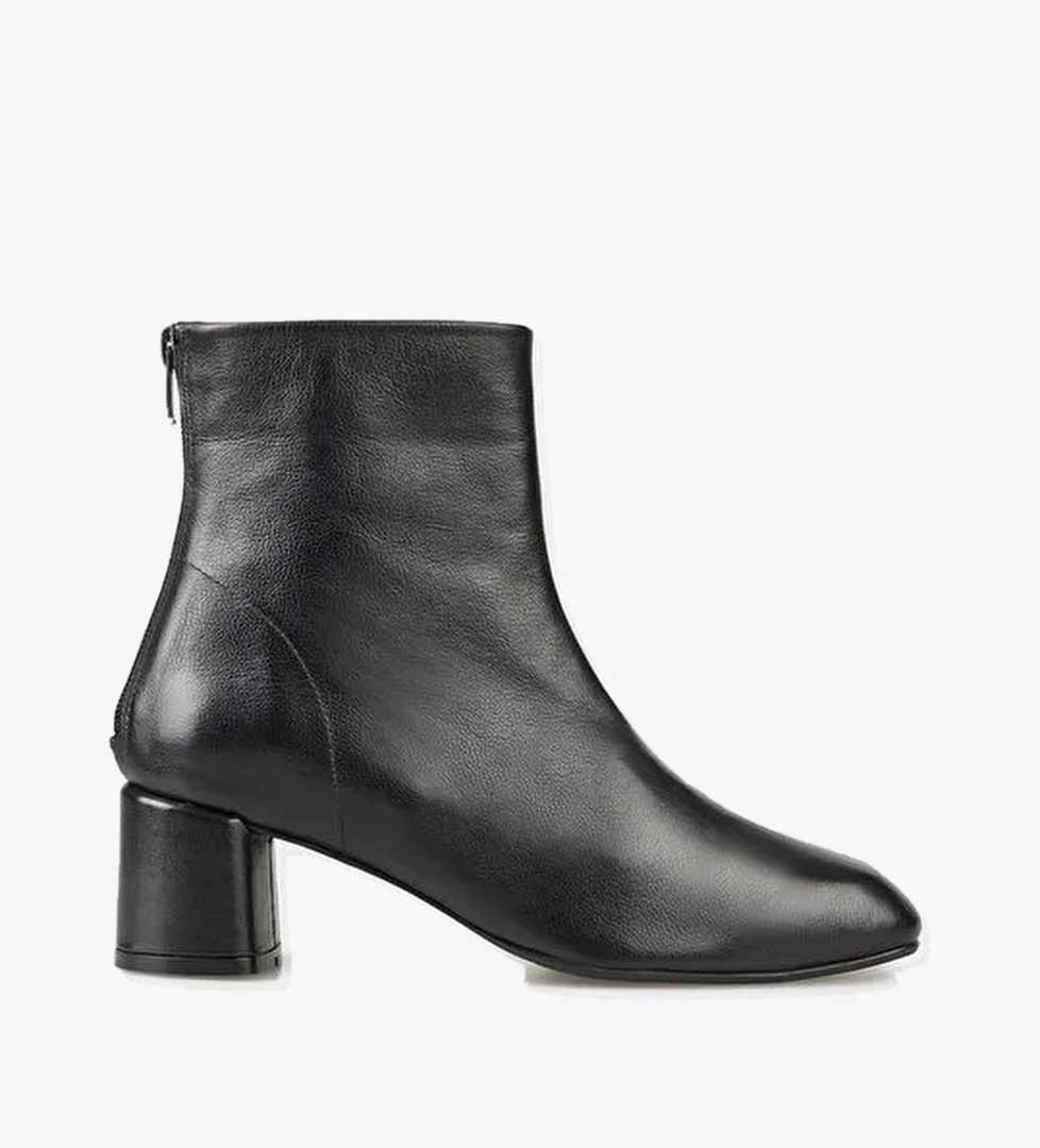 Siyah Deri Kadın Klasik Bot - Görsel 1