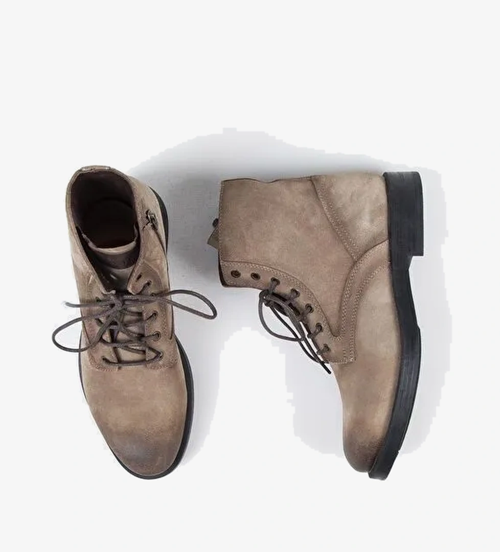 Krahe Zeno Erkek Hakiki Deri Bağcıklı Fermuarlı Vizon Bot - Görsel 1