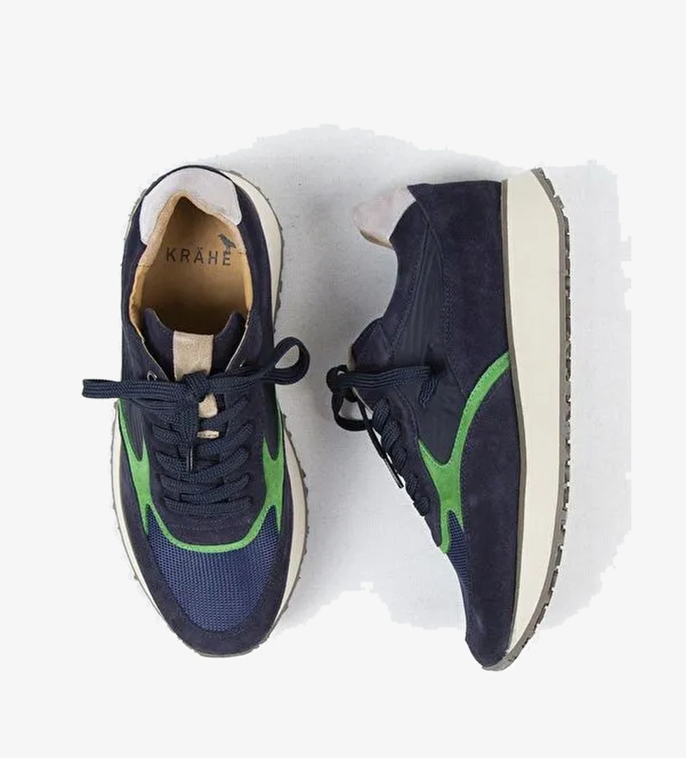 Krahe Calista Erkek Hakiki Deri Bağcıklı Laci-Yeşil Sneakers - Görsel 1