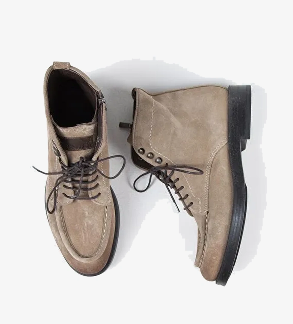 Krahe Dante Erkek Hakiki Deri Bağcıklı Fermuarlı Vizon Bot - Görsel 1