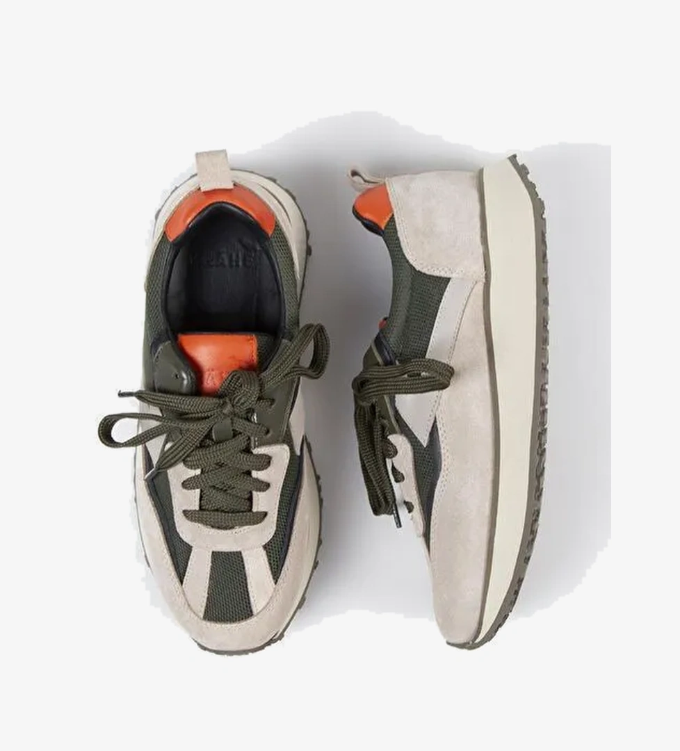 Krahe Bej-Haki Erkek Deri - Kumaş Sneaker MNJ.145.01 - Görsel 1
