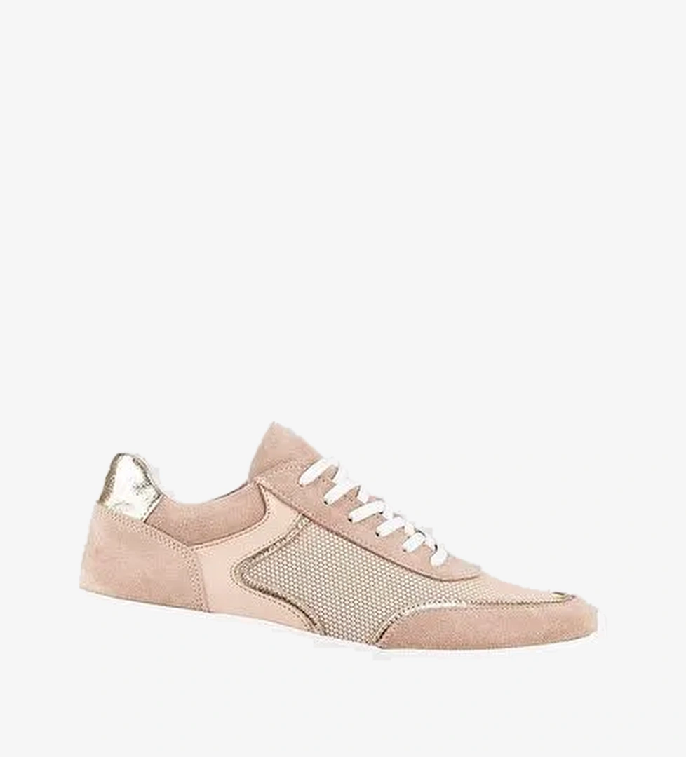 Hakiki Deri Pudra Bağcıklı Kadın Spor Ayakkabı - Görsel 1