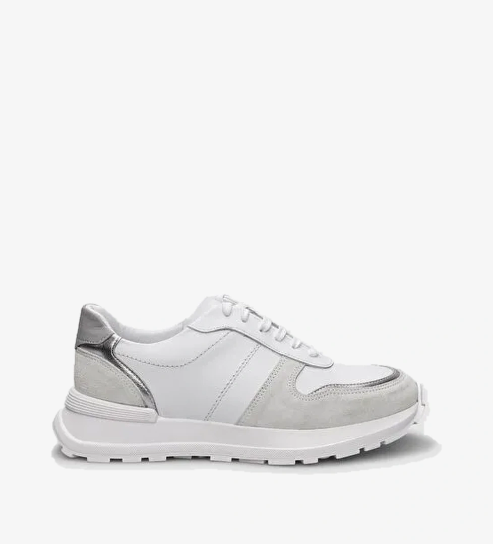 Cabani Ayakkabı Beyaz-Gümüş Kadın Deri Sneaker 124656 - Görsel 1