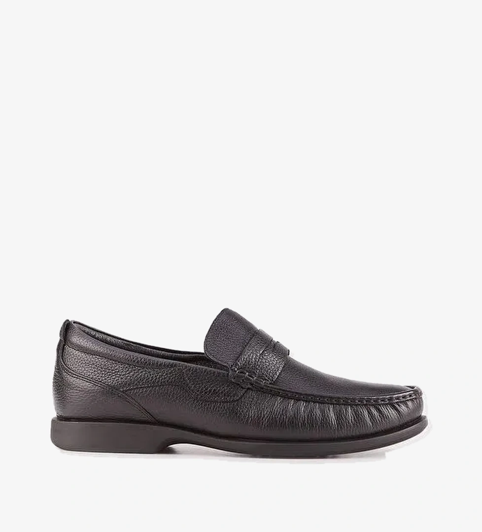 Erkek Hakiki Deri Kauçuk Tabanlı Siyah Kürklü Günlük Ayakkabı - Görsel 1