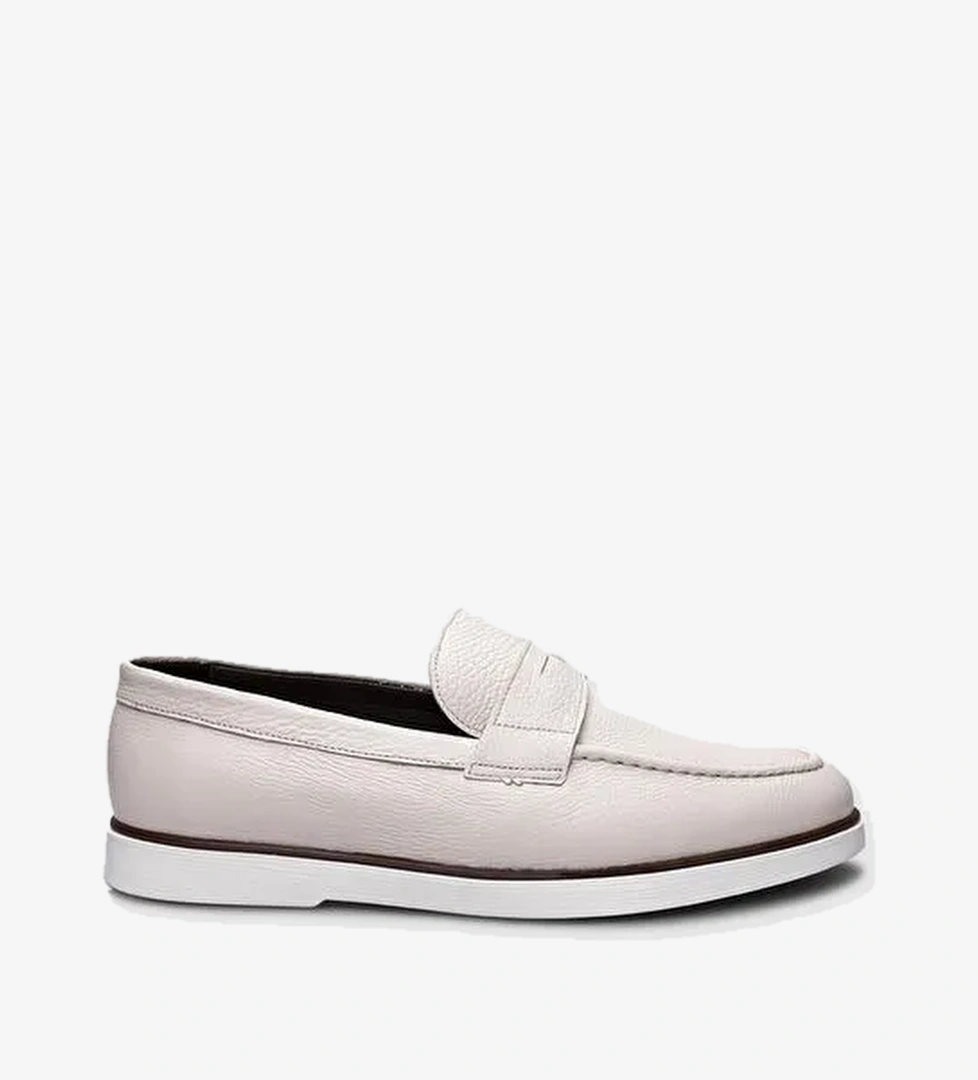 %100 Hakiki Deri Bej Erkek Günlük Ayakkabı - Görsel 1