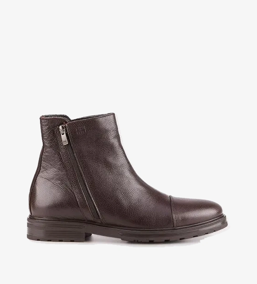 Hakiki Deri Kahverengi Fermuarlı Günlük Erkek Bot - Görsel 1