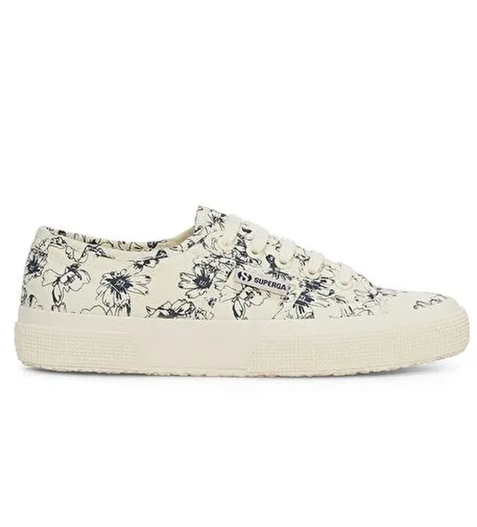 Superga 2750 Sketched Flowers Kadın Günlük Ayakkabı S6122NW-AE7-SP Bej - Görsel 1