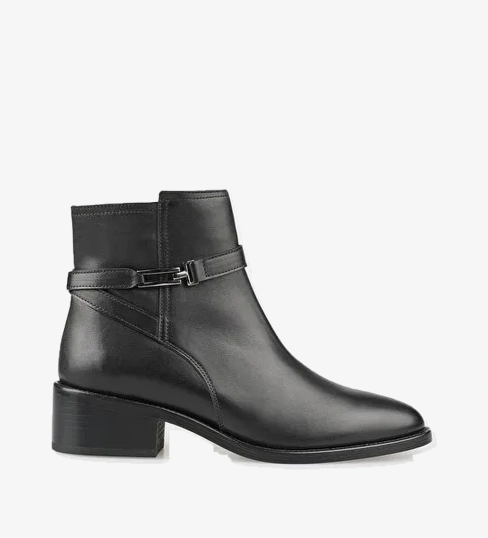 Siyah Deri Kadın Klasik Bot - Görsel 1