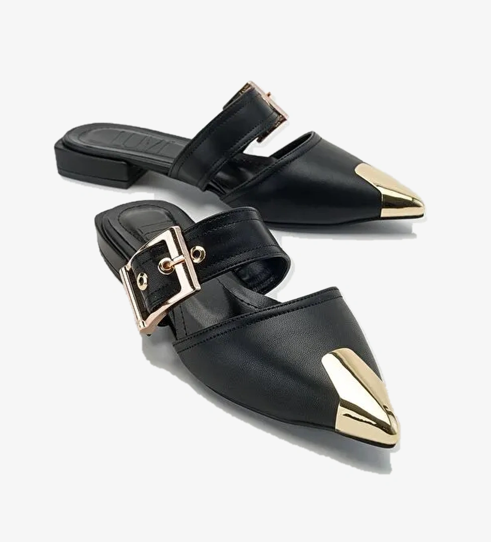 JENNİ Siyah Tokalı Kadın Terlik - Görsel 1