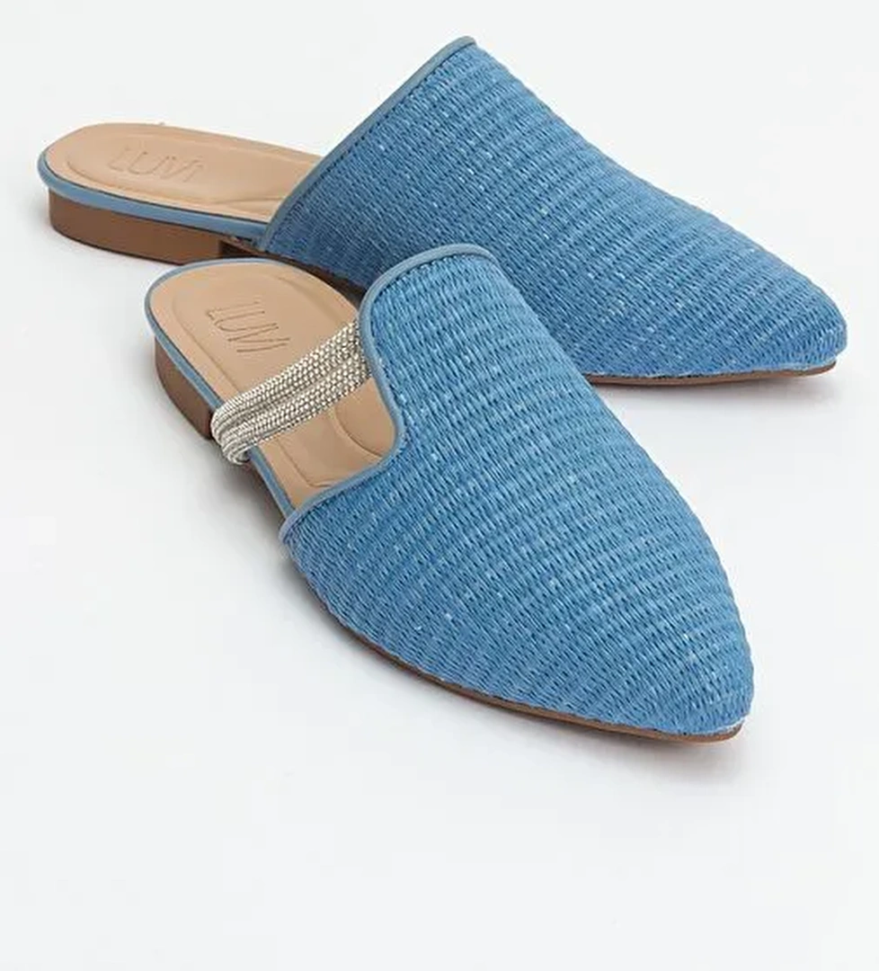 Luvi Shoes Mavi Kadın Hasır Terlik 1-386K314 - Görsel 1