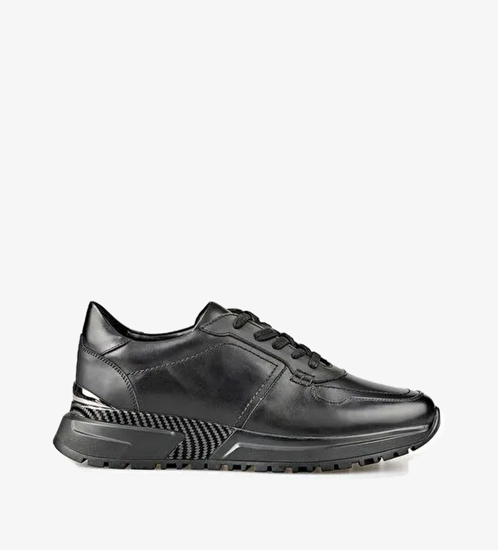 Elle Siyah Erkek Deri Sneaker JABANT - Görsel 1