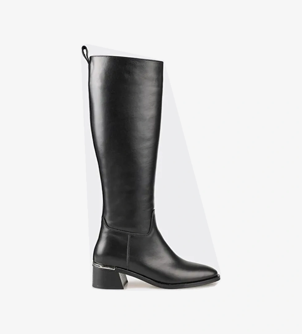 Siyah Deri Kadın Çizme - Görsel 1