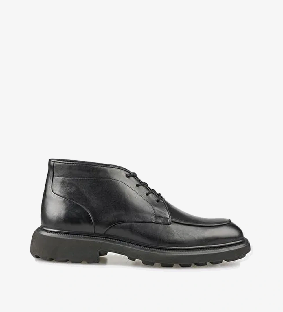 Siyah Deri Erkek Günlük Bot - Görsel 1