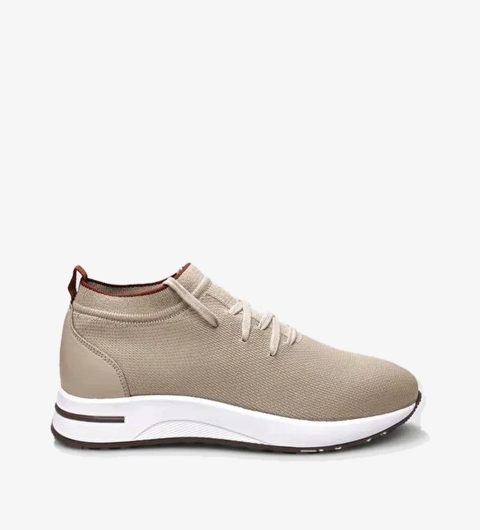 Triko Bej Bağcıklı Kadın Sneaker - Görsel 1