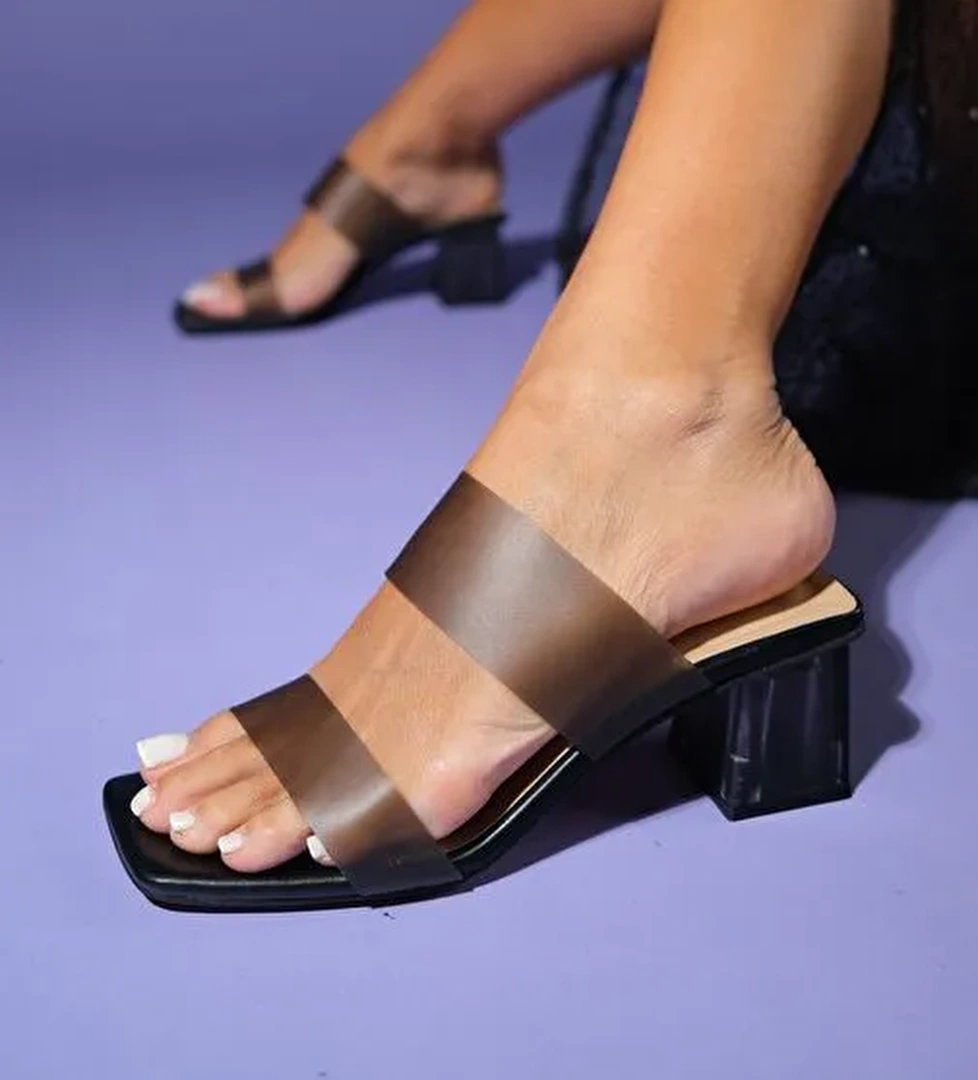 Luvi Shoes Siyah Kadın Topuklu Terlik 101-123 - Görsel 1