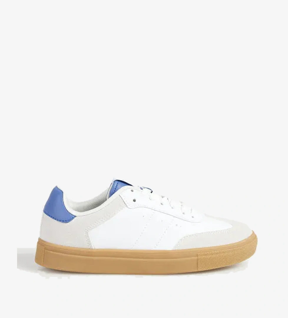 Fabrika Beyaz-Mavi Kadın kumaş Sneaker MARIAN - Görsel 1