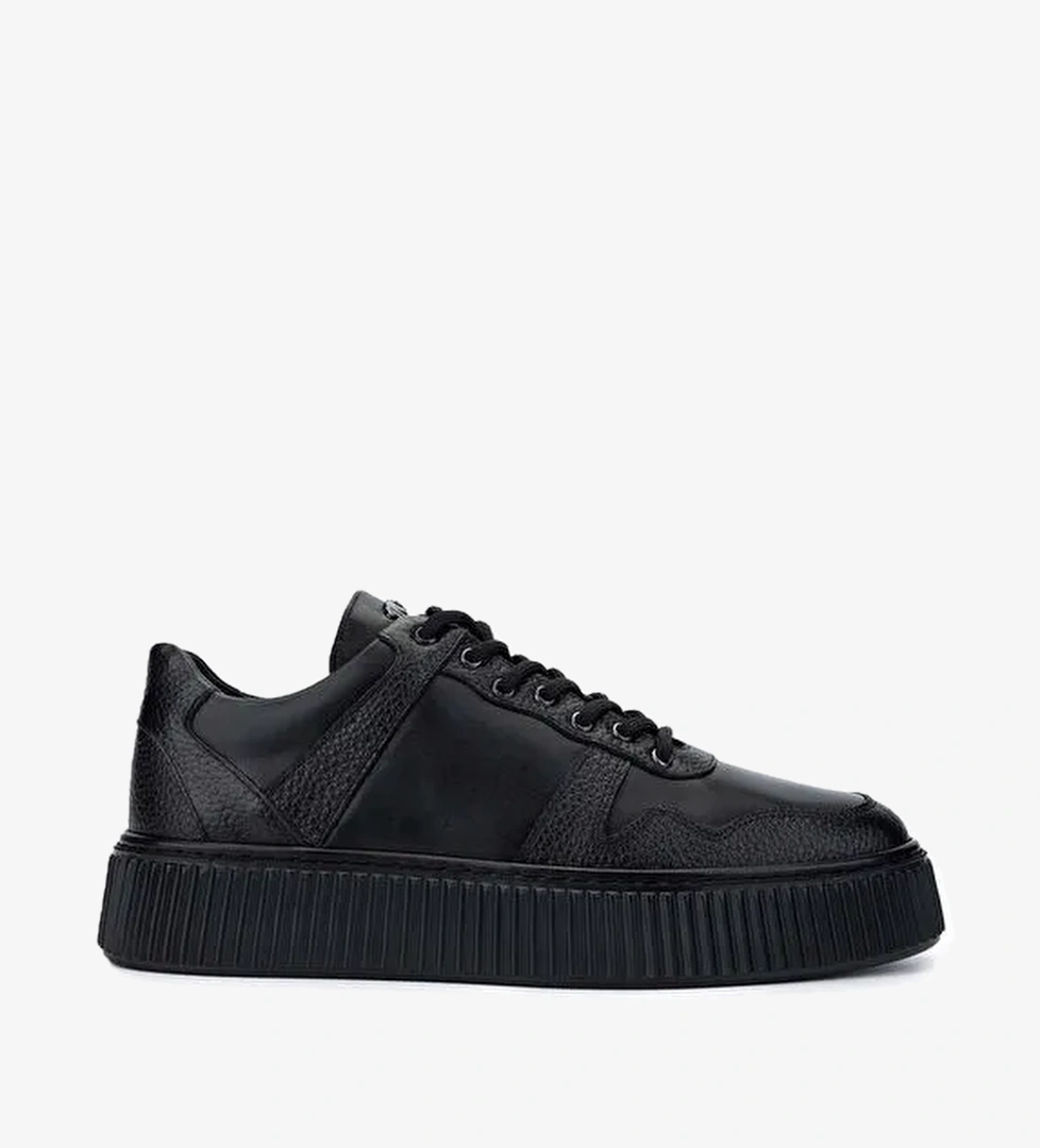 Tamer Tanca Erkek Hakiki Deri Siyah Sneakers & Spor Ayakkabı - Görsel 1