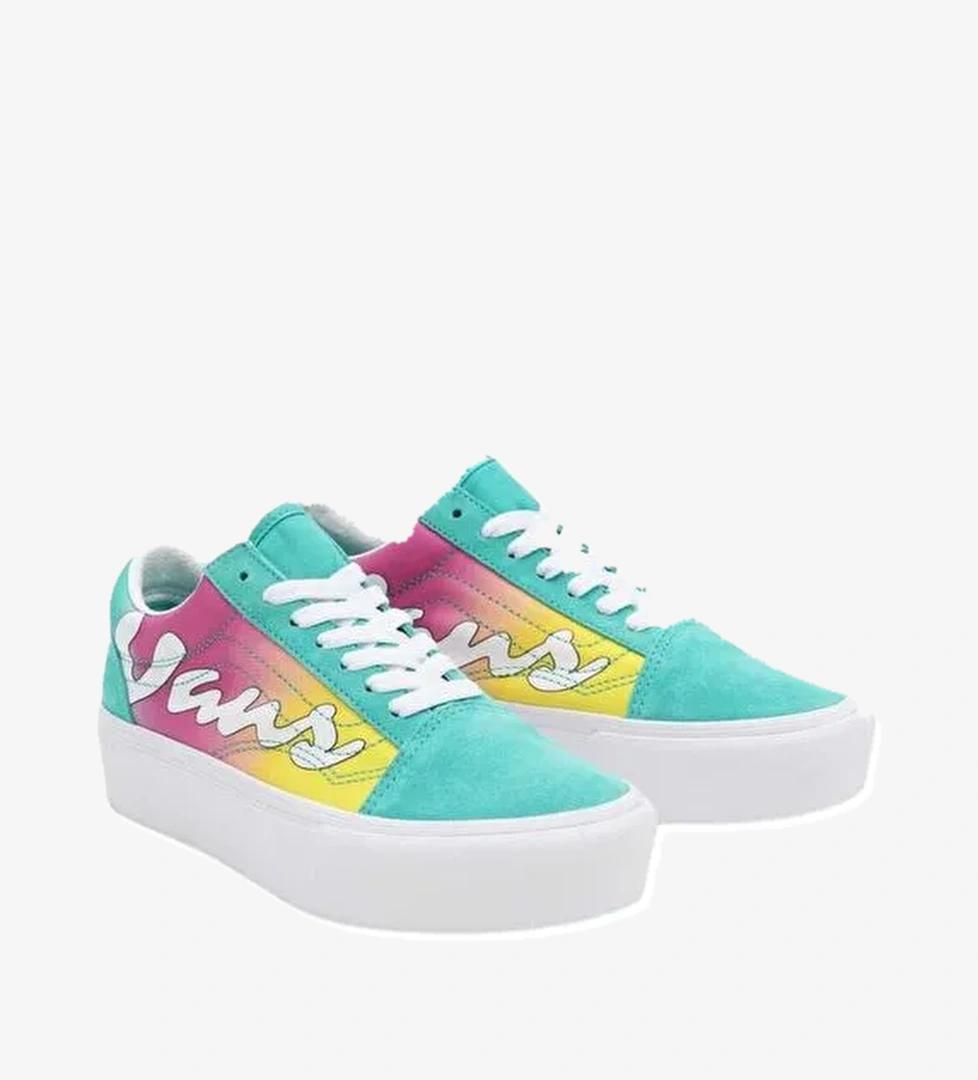 Vans Ua Old Skool Platform Spring Fade Turkuaz Sneaker - Görsel 1