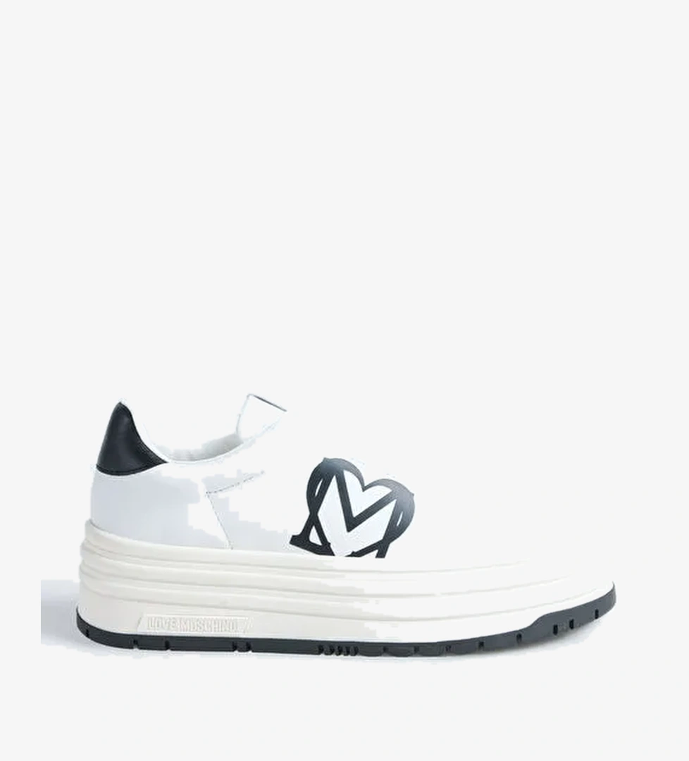 Love Moschino Beyaz-Siyah Kadın Deri Sneaker JA15096G1L - Görsel 1