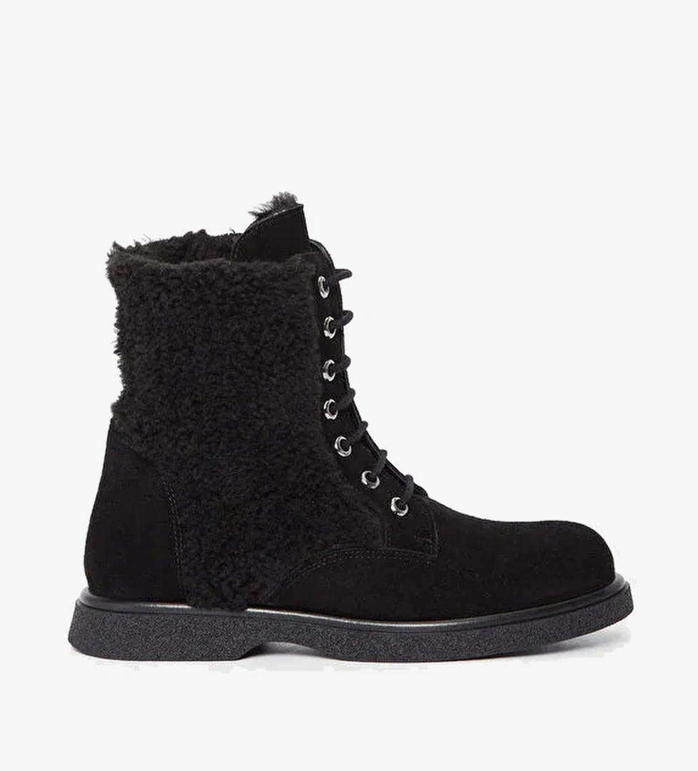 Tamer Tanca Kadın Hakiki Deri Siyah Süet Casual Bot - Görsel 1