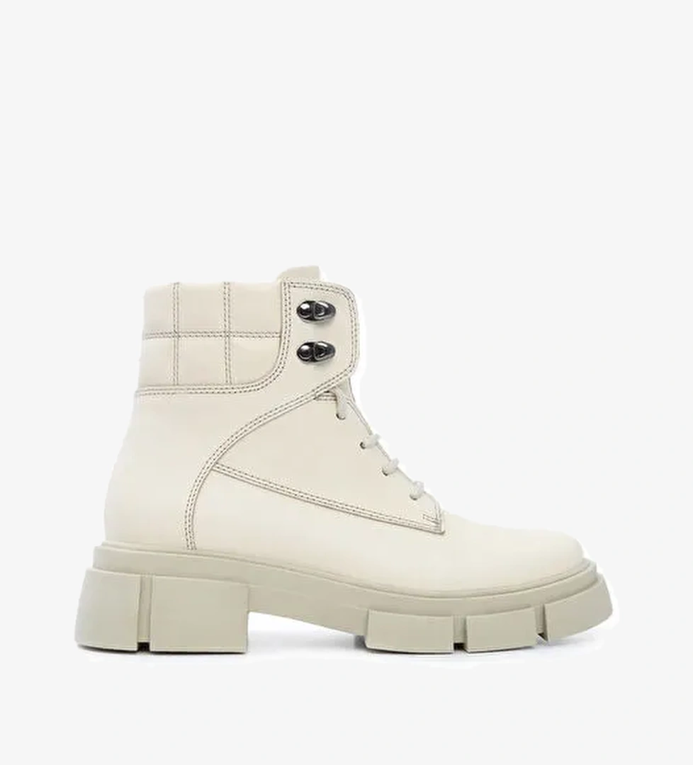 Tamer Tanca Kadın Hakiki Deri Bej Spor Bot - Görsel 1