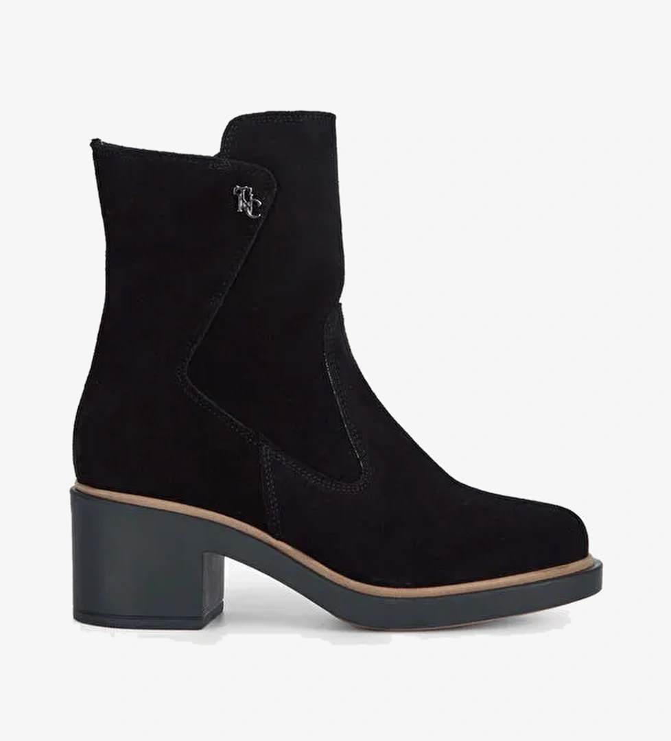 Tamer Tanca Kadın Hakiki Deri Siyah Süet Casual Bot - Görsel 1