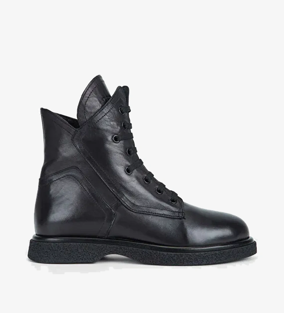 Tamer Tanca Kadın Hakiki Deri Siyah Deri Casual Bot - Görsel 1