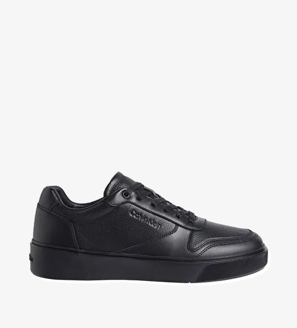 Calvin Klein Siyah Erkek Deri Sneaker LOW TOP LACE UP BSKT LTH - Görsel 1