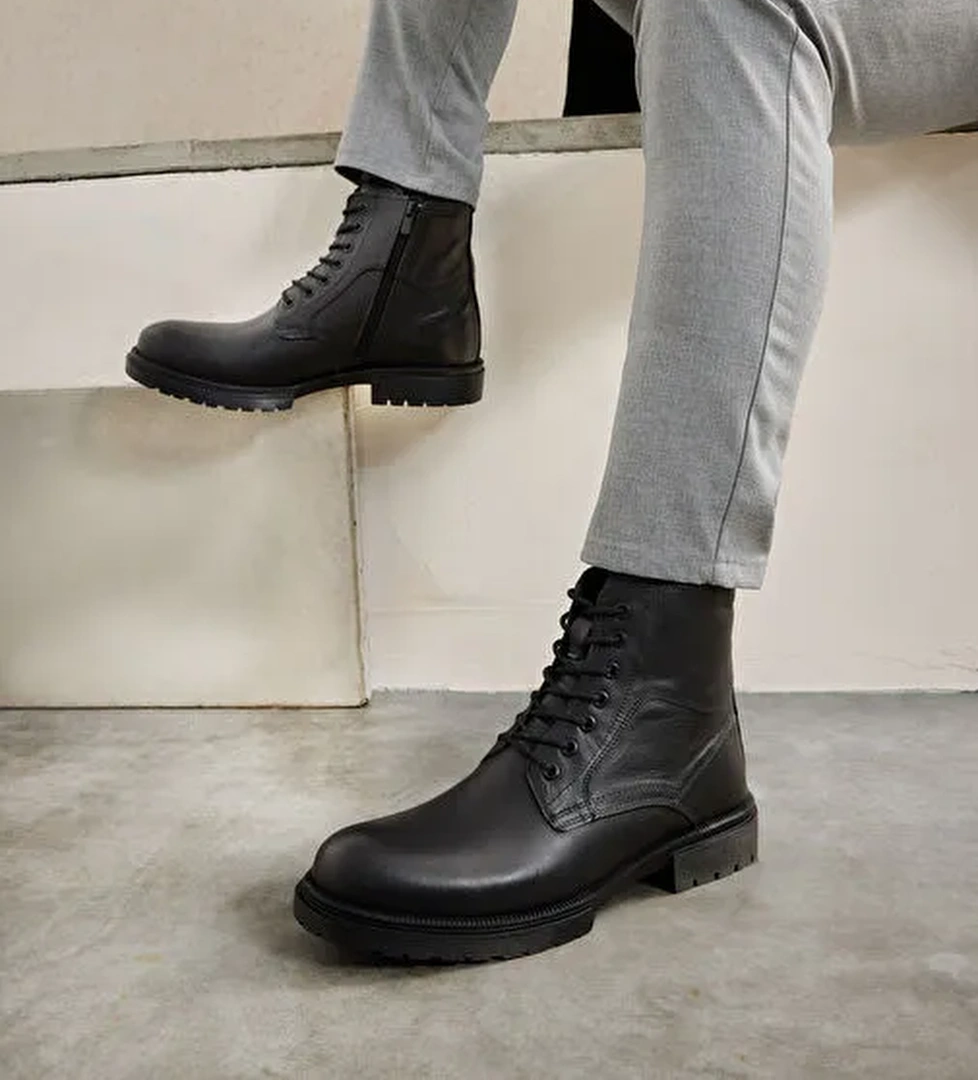 Ziya, Erkek Hakiki Deri Bot 143423Z2106 Siyah - Görsel 1