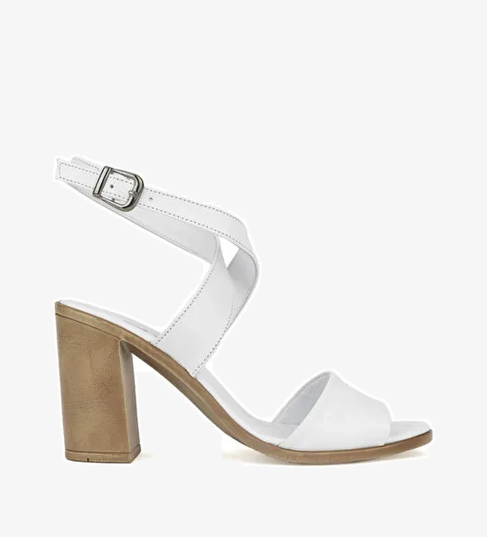 Ziya, Kadın Hakiki Deri Topuklu Sandalet 1411020Z1708 Beyaz - Görsel 1