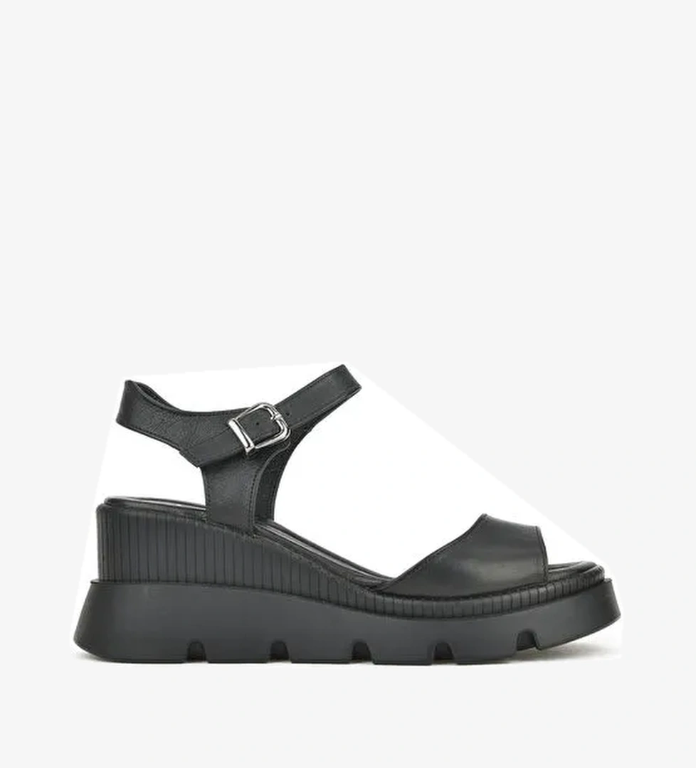 Ziya, Kadın Hakiki Deri Dolgu Topuk Sandalet 1411020Z2003 Siyah - Görsel 1