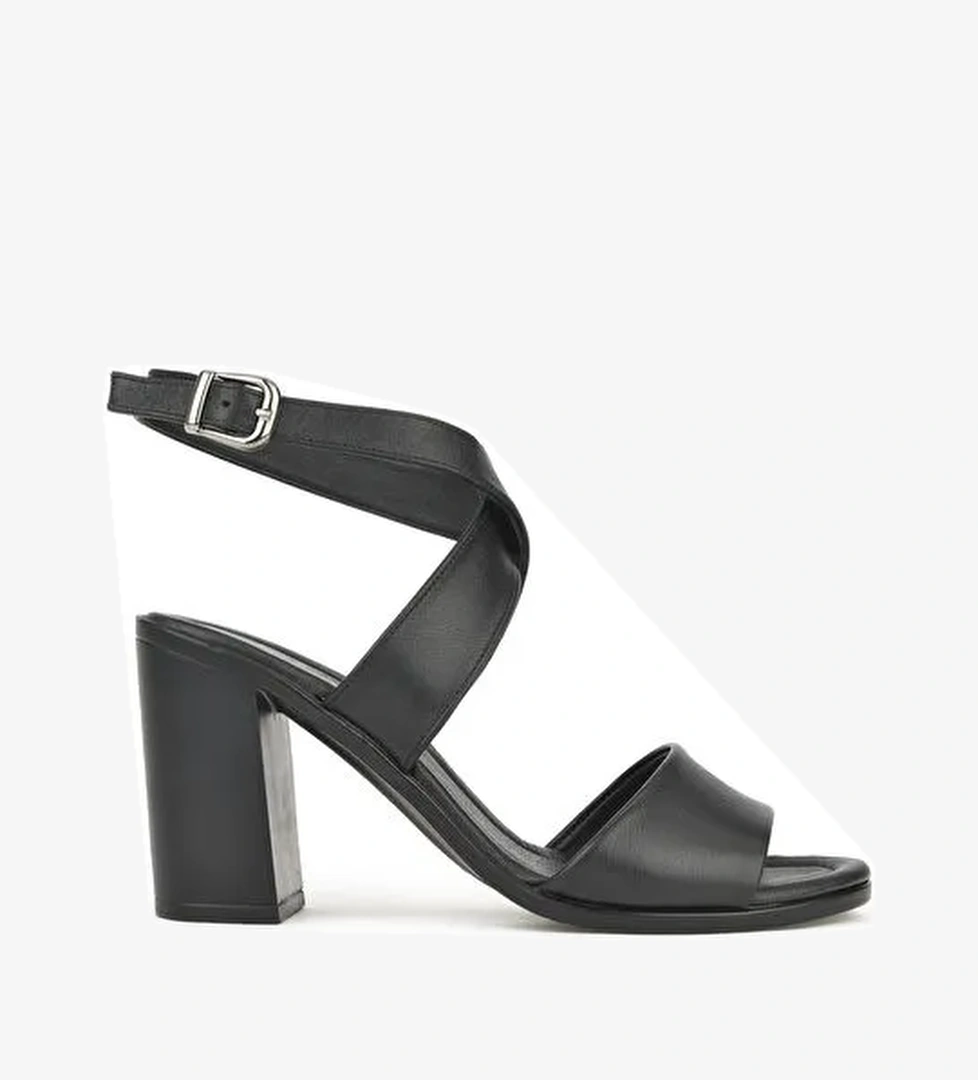Ziya Siyah Kadın Deri Topuklu Sandalet 1411020Z1708_000 - Görsel 1