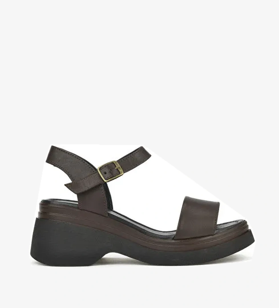 Ziya Kahverengi Kadın Deri Topuklu Sandalet 141992Z68002_300 - Görsel 1