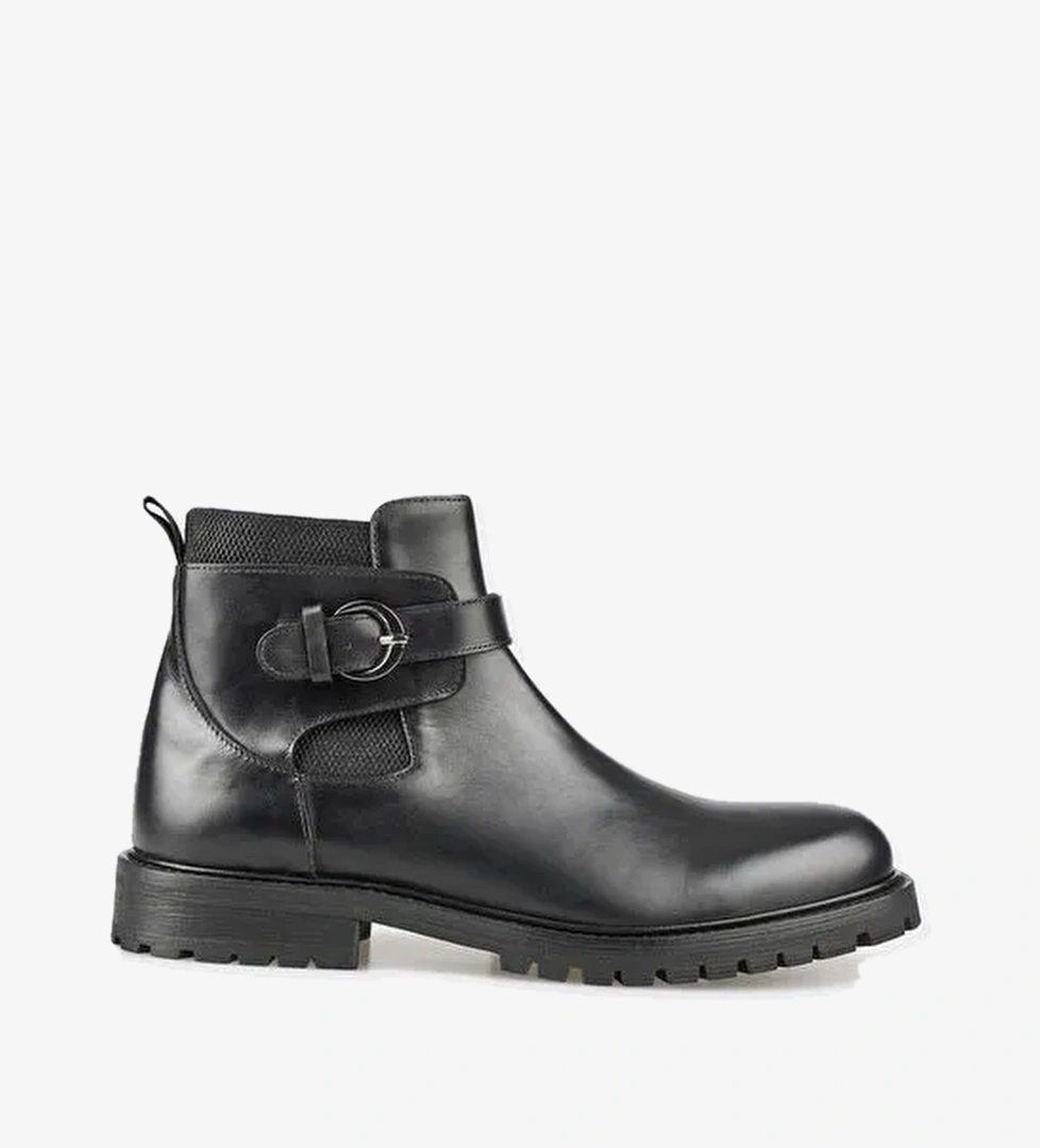 Elle Siyah Erkek Deri Günlük Ayakkabı GIDEFEL - Görsel 1