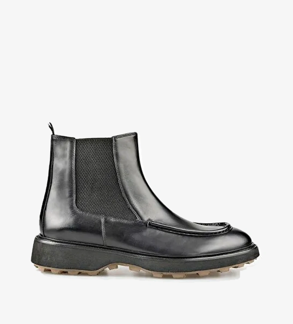 Siyah Deri Erkek Günlük Bot - Görsel 1