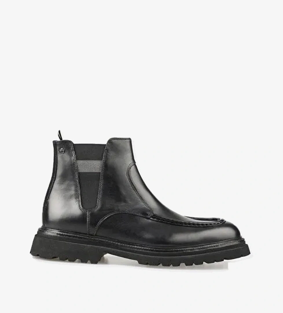 Siyah Deri Erkek Günlük Bot - Görsel 1