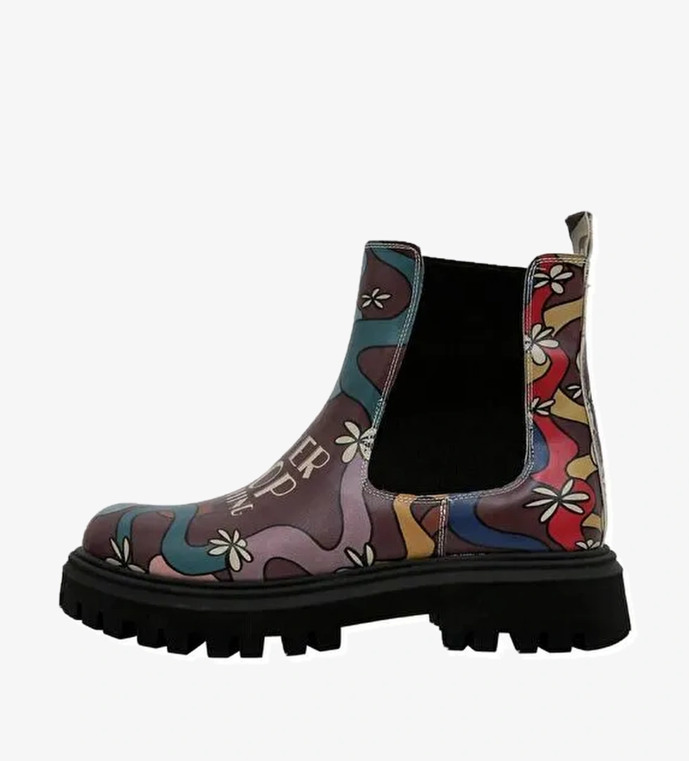 Kadın Vegan Deri Çok Renkli Bilekte Bot - Never Stop Dreaming Tasarım - Görsel 1